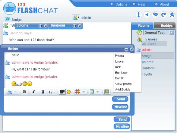 123 Flash Chat Server screenshot