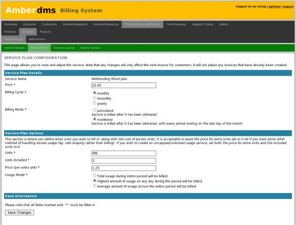 Amberdms Billing System screenshot