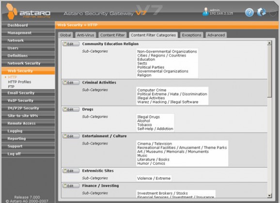 Astaro Security Gateway Virtual Appliance screenshot