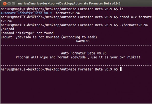 Automate HDD formatter screenshot