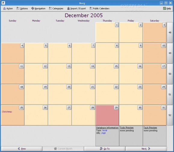 BORG Calendar and Task Tracker screenshot