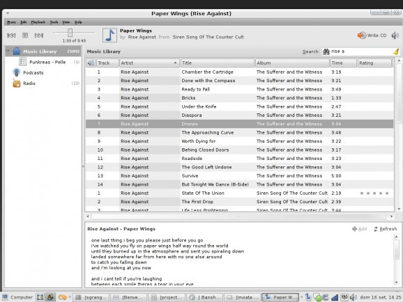 Banshee Lyrics plugin screenshot