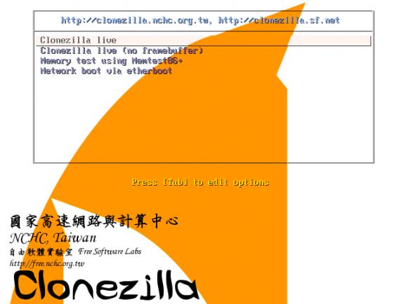 Clonezilla LiveCD screenshot