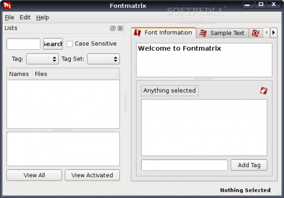 Fontmatrix screenshot