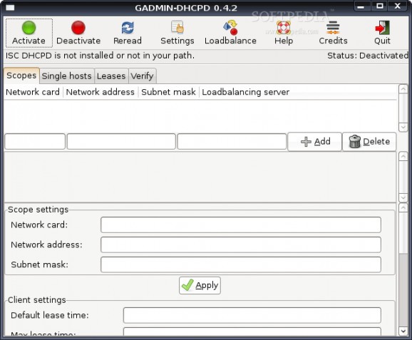 GAdmin-DHCPD screenshot