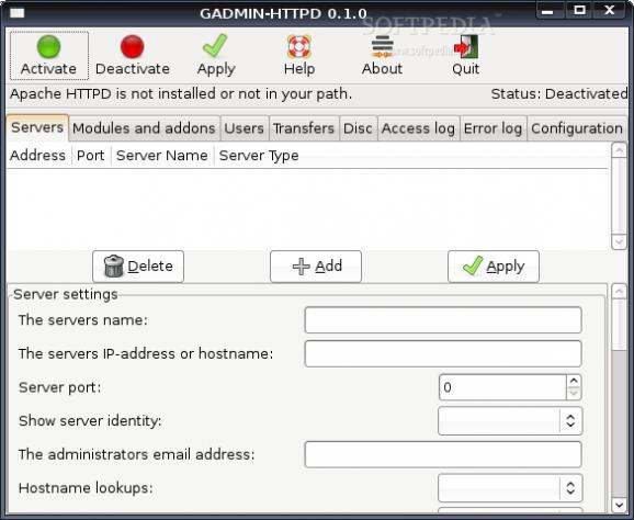 GAdmin-HTTPD screenshot