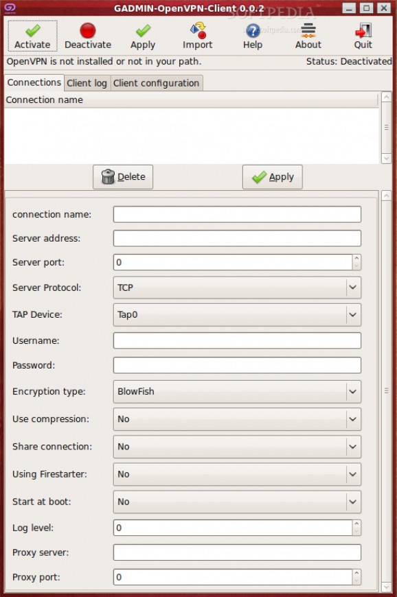 GAdmin-OpenVPN-Client screenshot