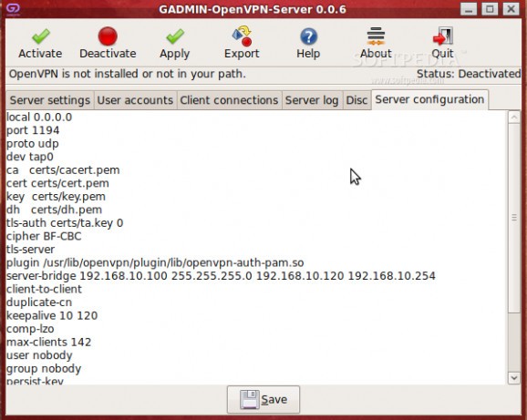 GAdmin-OpenVPN-Server screenshot