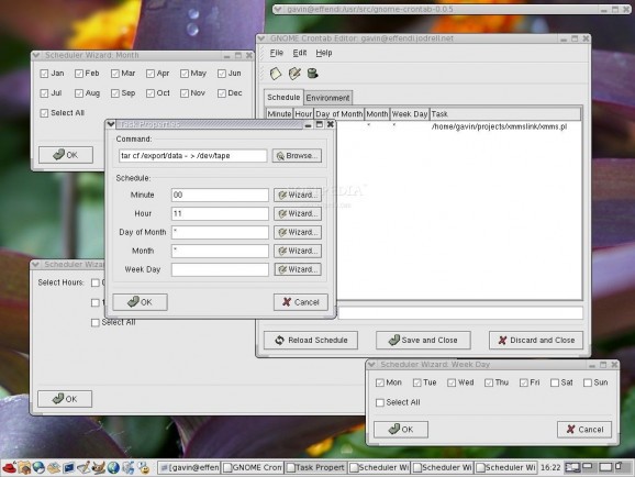 GNOME Crontab Editor screenshot