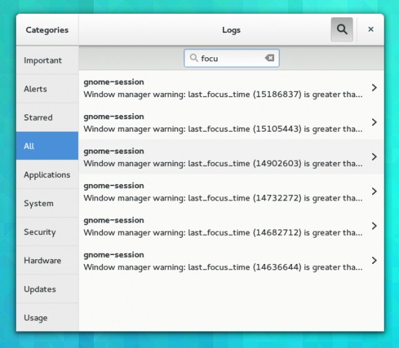 GNOME Logs screenshot