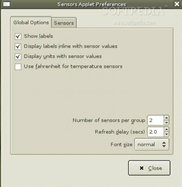 GNOME Sensors Applet screenshot