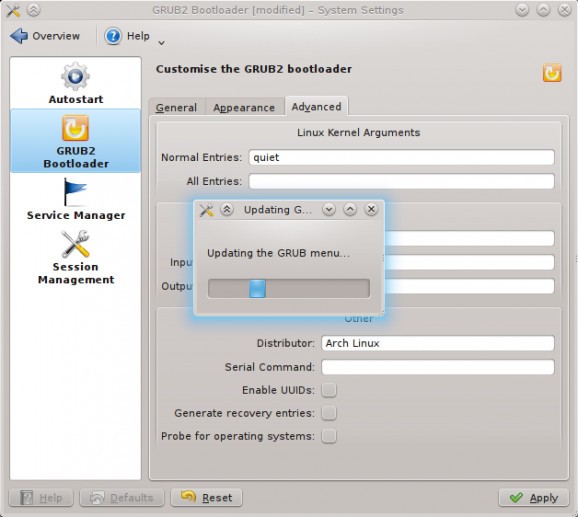 GRUB2 Bootloader KCModule screenshot
