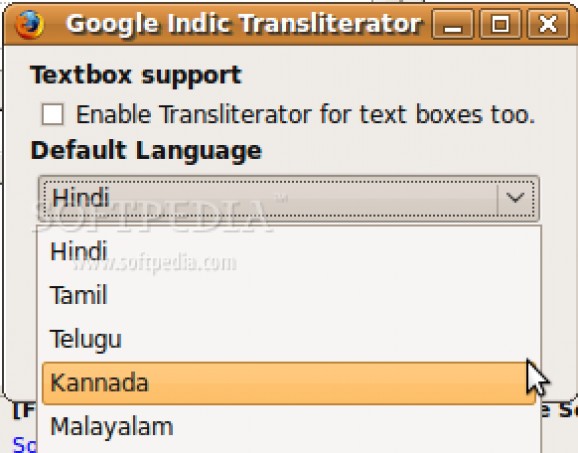 Google Indic Transliteration screenshot