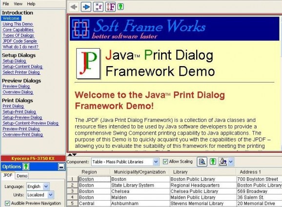 Java Print Dialog Framework screenshot