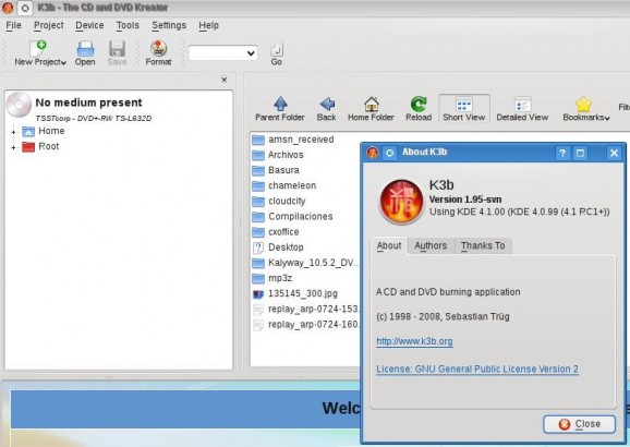 K3b 2 for Debian screenshot