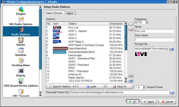 KRadio for KDE4.x screenshot