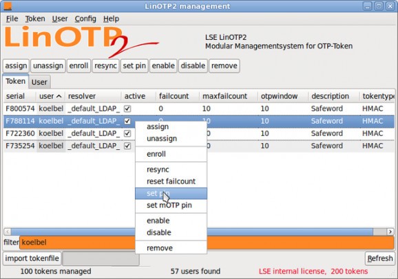 LinOTP screenshot