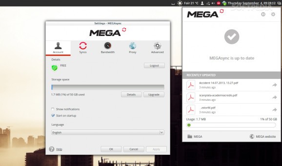 MEGAsync screenshot