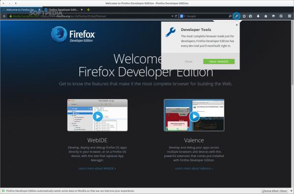 Mozilla Firefox Developer Edition screenshot