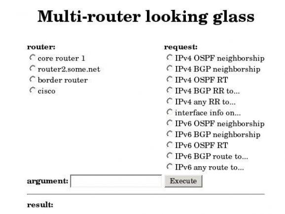 Multi-router looking glass for PHP screenshot