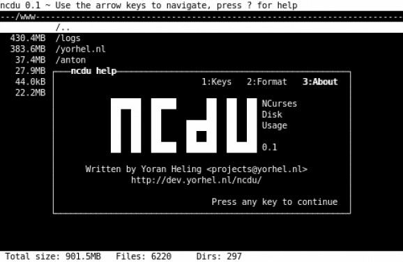 NCurses Disk Usage screenshot