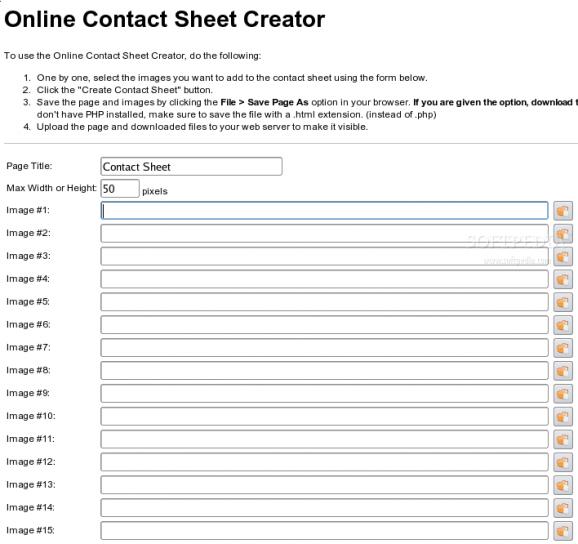 Online Contact Sheet Creator screenshot