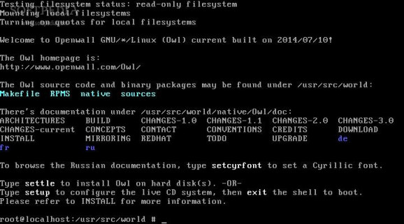Openwall GNU/*/Linux screenshot
