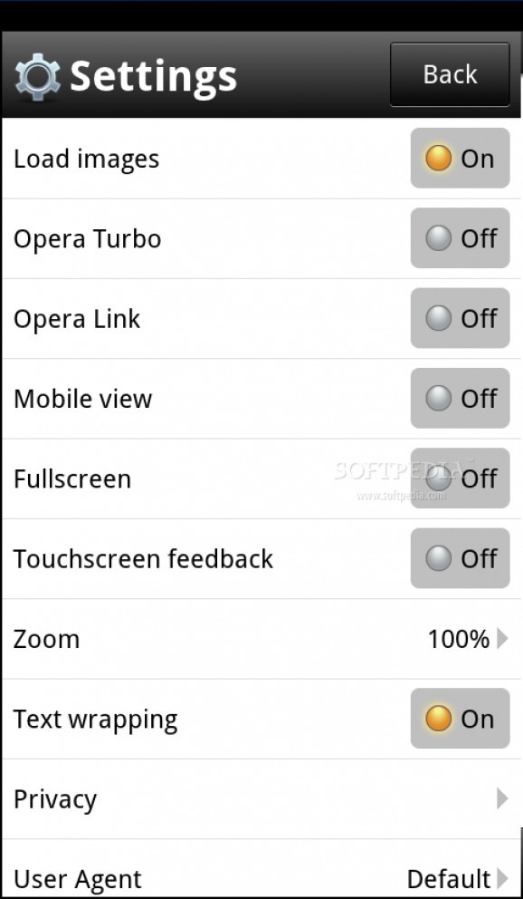 Opera Mobile emulator screenshot