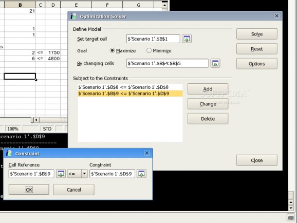 Optimization Solver for OpenOffice.org Calc screenshot