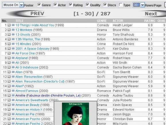 PHP Personal Movie Database screenshot