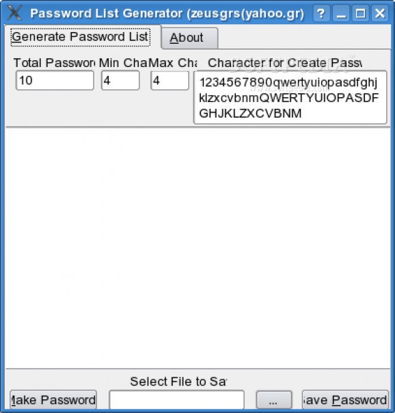 Password List Generator screenshot