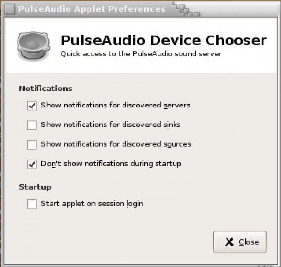 PulseAudio Device Chooser screenshot