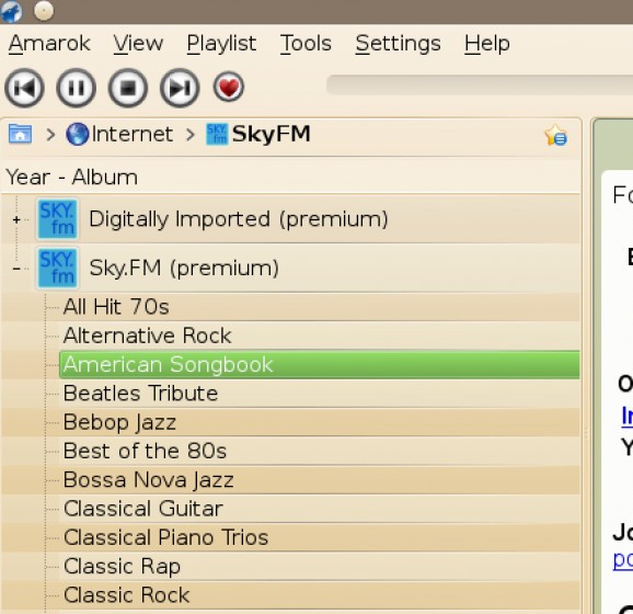 Sky.fm and DI.fm radio streams service screenshot