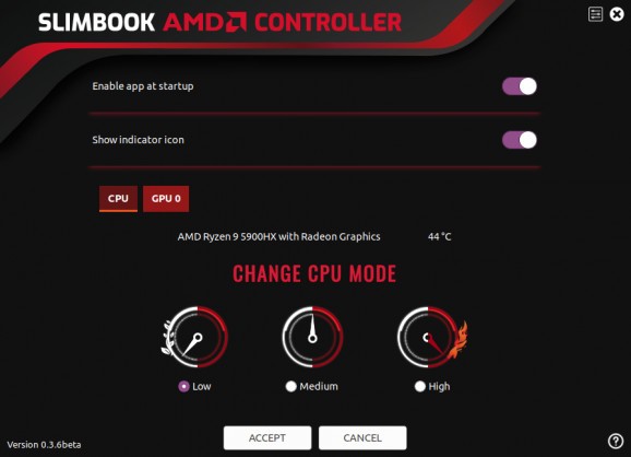 Slimbook AMD Controller screenshot