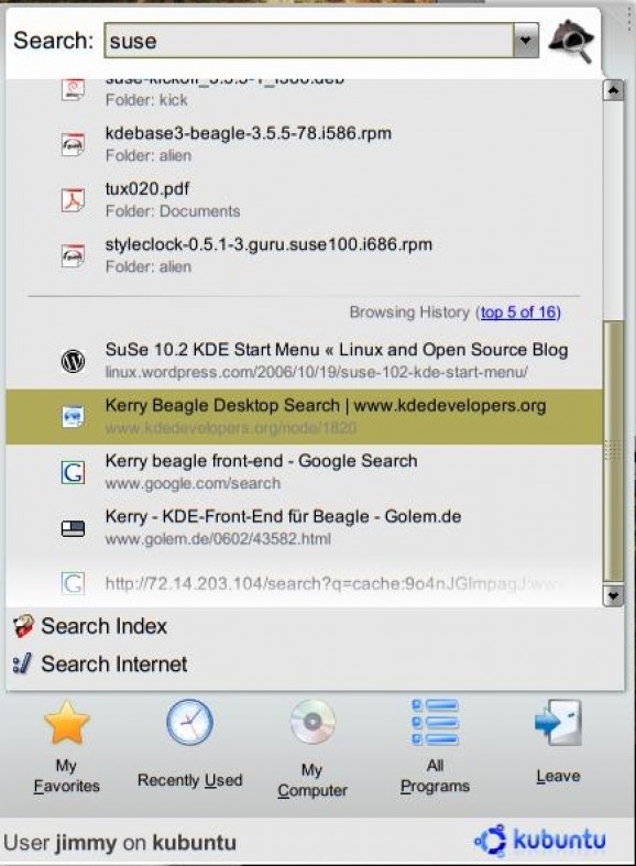 Suse Kickoff for Kubuntu screenshot