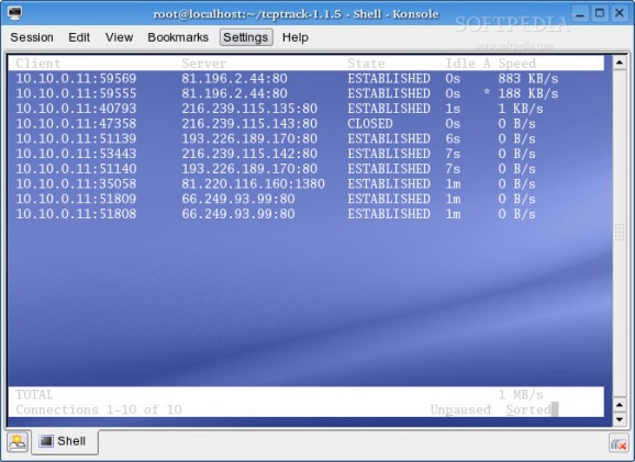 TCP Track screenshot