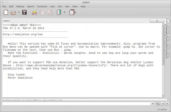 TEA text editor screenshot