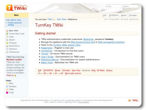 TurnKey TWiki Live CD screenshot