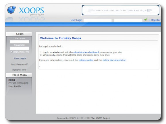 TurnKey XOOPS Live CD screenshot
