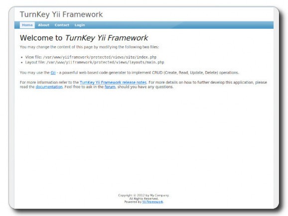 TurnKey Yii Framework Live CD screenshot