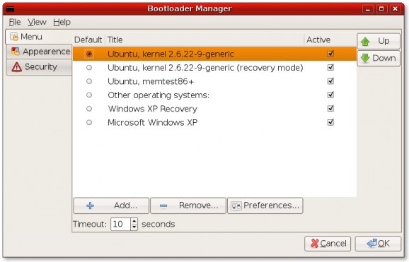 Ubuntu Bootloader Manager screenshot