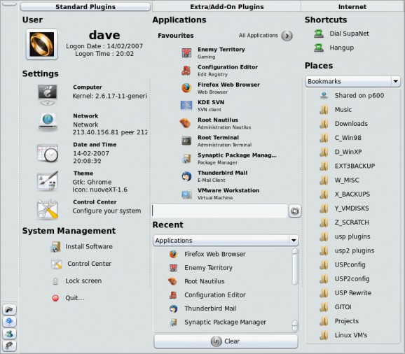 Ubuntu System Panel screenshot