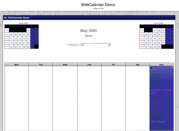 WebCalendar screenshot