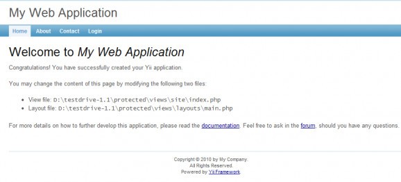 Yii PHP Framework screenshot