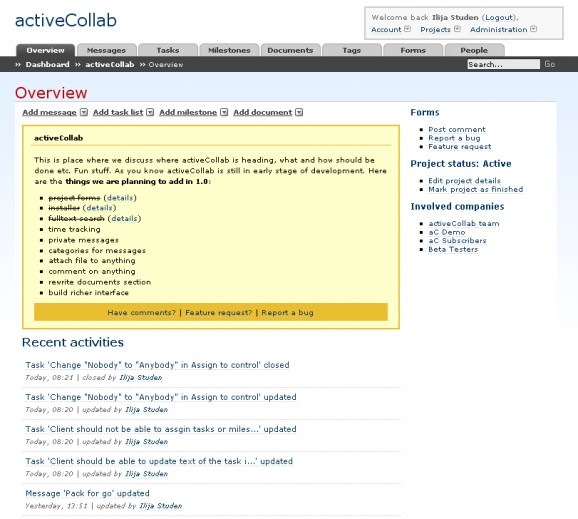activeCollab screenshot