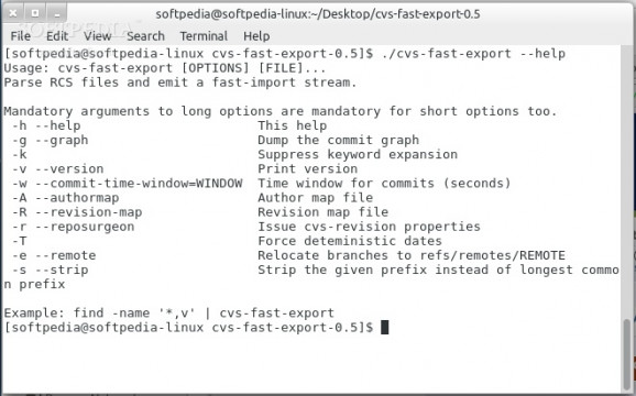 cvs-fast-export screenshot