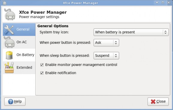 Xfce Power Manager screenshot